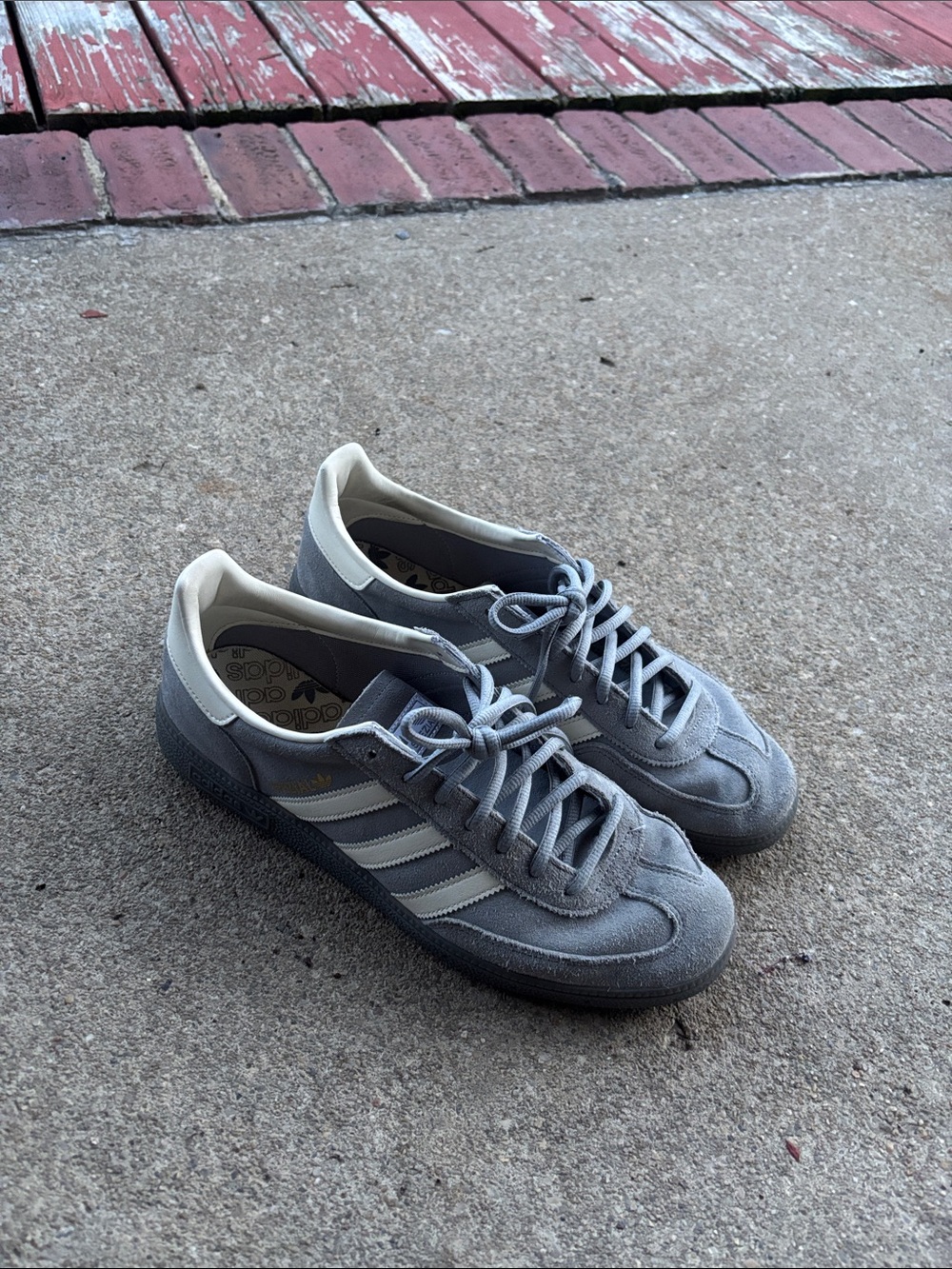 Gray Adidas Spezial Suede Men's Sneakers with White Stripes - Classic Low-Top